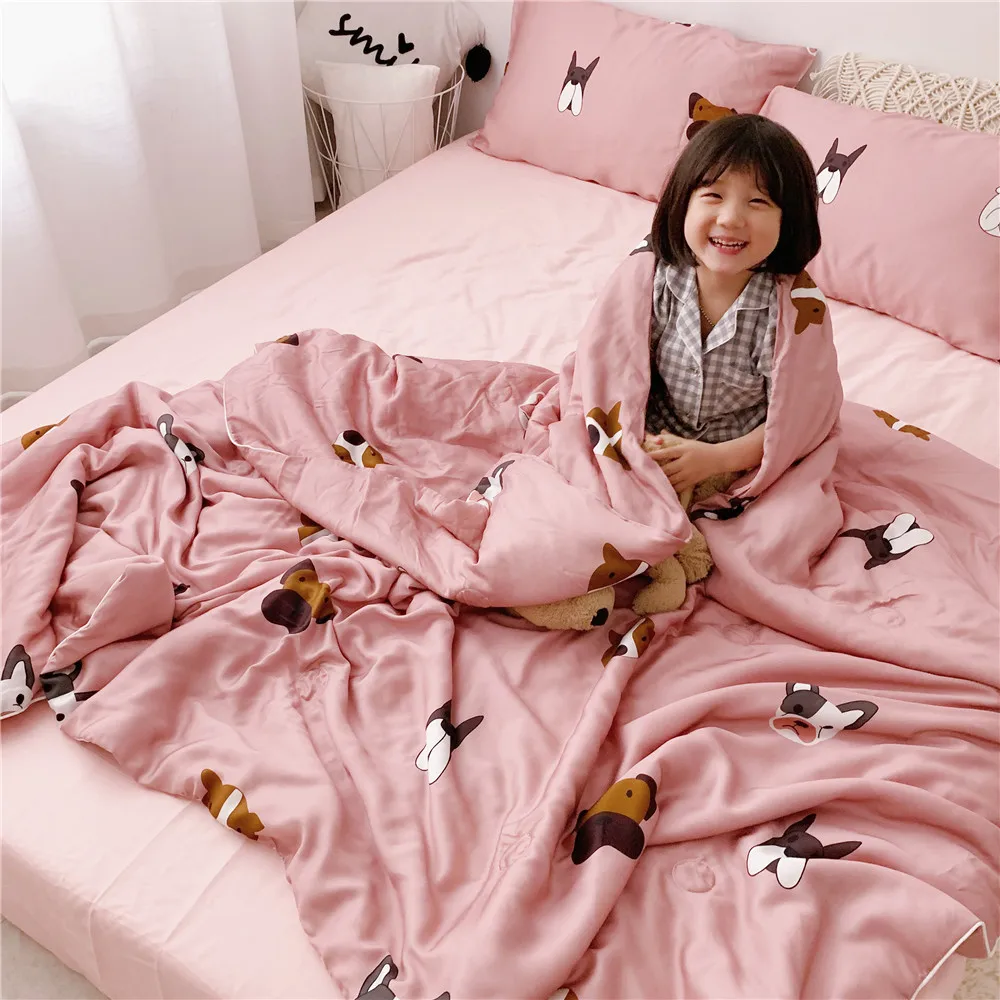 

Summer 60 Double-Sided Tencel Summer Blanket Three Four-piece Set Cute Cartoon Digital Printing Bed Viscose Airable Cover