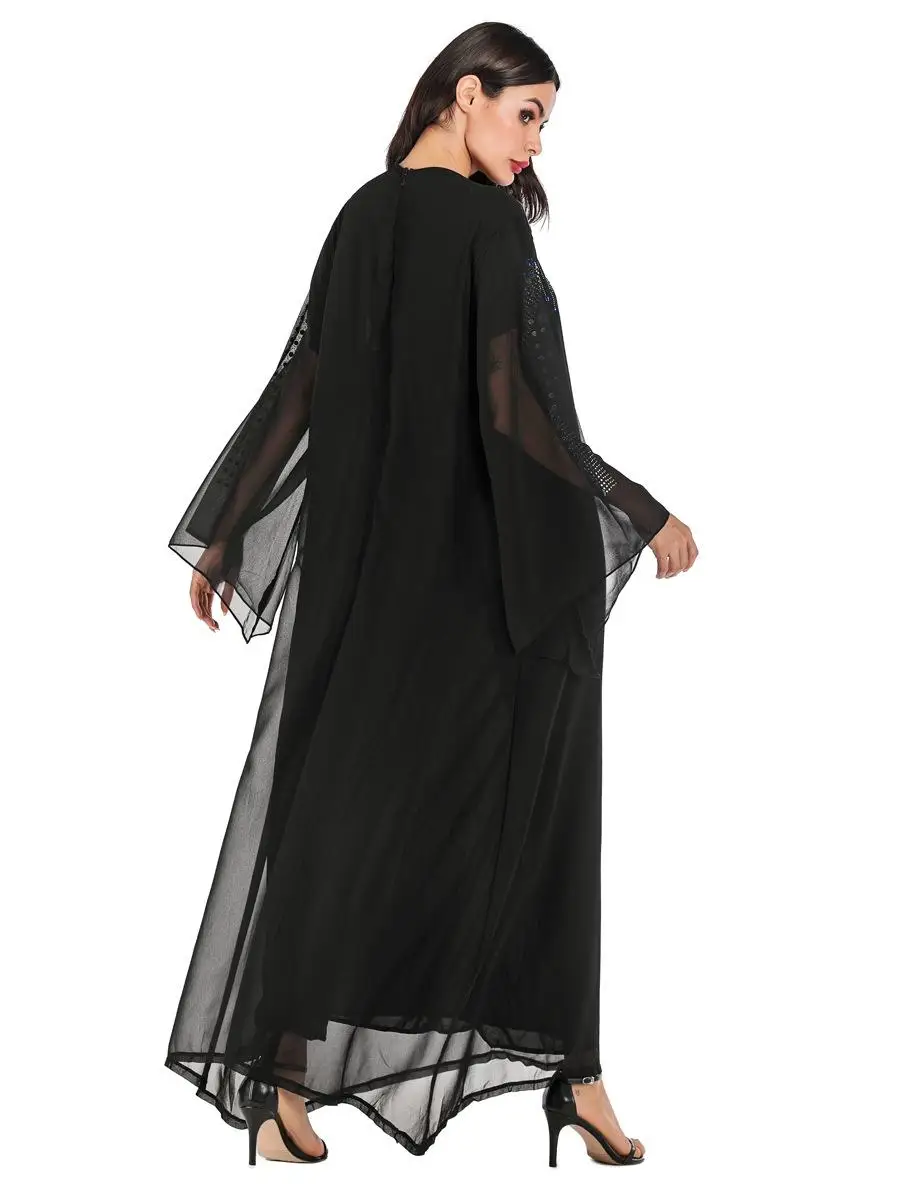 Дубай женщины фараша Абая, головной платок рукав летучая мышь Макси платье кафтан мусульманский кафтан длинный халат арабский Рамадан негабаритных Ближний Восток