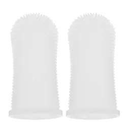 2Pcs Baby Silicone Finger Toothbrushes Kids Oral Brushes Teeth Cleaners (White)