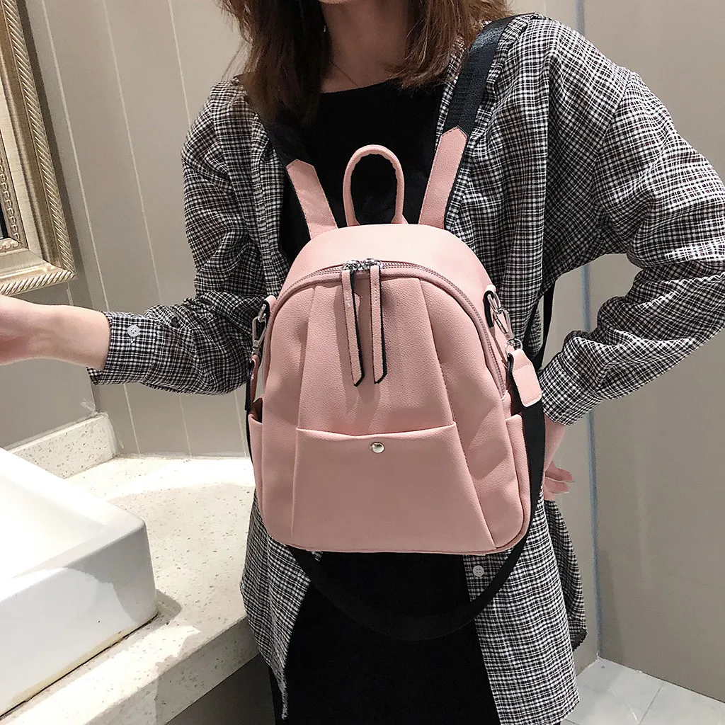 Рюкзак однотонный Дамский винтажный весенне-летний модный женский модный многофункциональный дикий мешок мягкая элегантная сумка-мешок