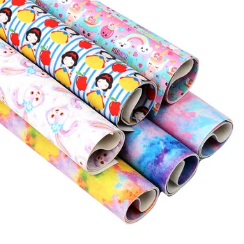

JOJO BOWS 22*30cm 1pc Faux Leather Sheets Cartoon Princess Unicorns Printed Synthetic Leather Handmade Materials DIY Hair Bows
