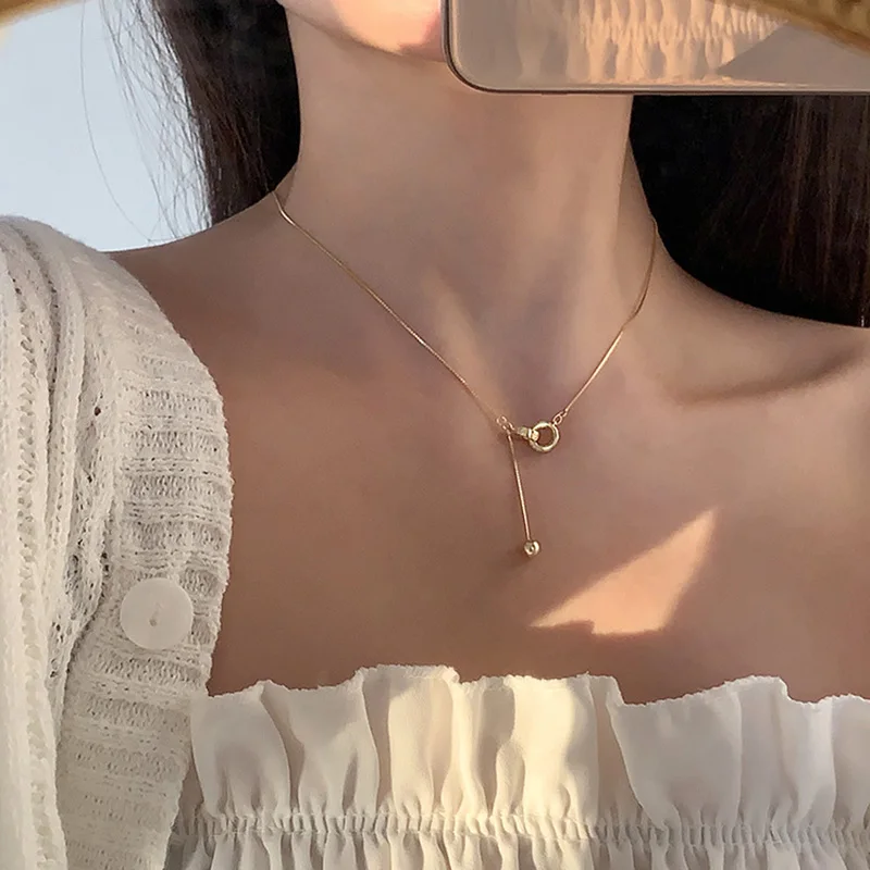 Hot 925 Sterling Silver Circle Necklace Female Shiny Small Round Bead Pendant Exquisite Choker Party Gift For Ladies SNK028 - Image 5