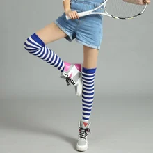 

New Navy Fashion Rainbow Striped Cotton High-Top Thigh Socks Ladies Sexy Warm Over-the-knee High-Top Candy Color Student Socks