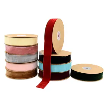

25mm Solid Color Handmade Velvet Ribbon DIY Craft Appliques Sewing for Gift Wrapping Bow Making Hair Clip Accessories