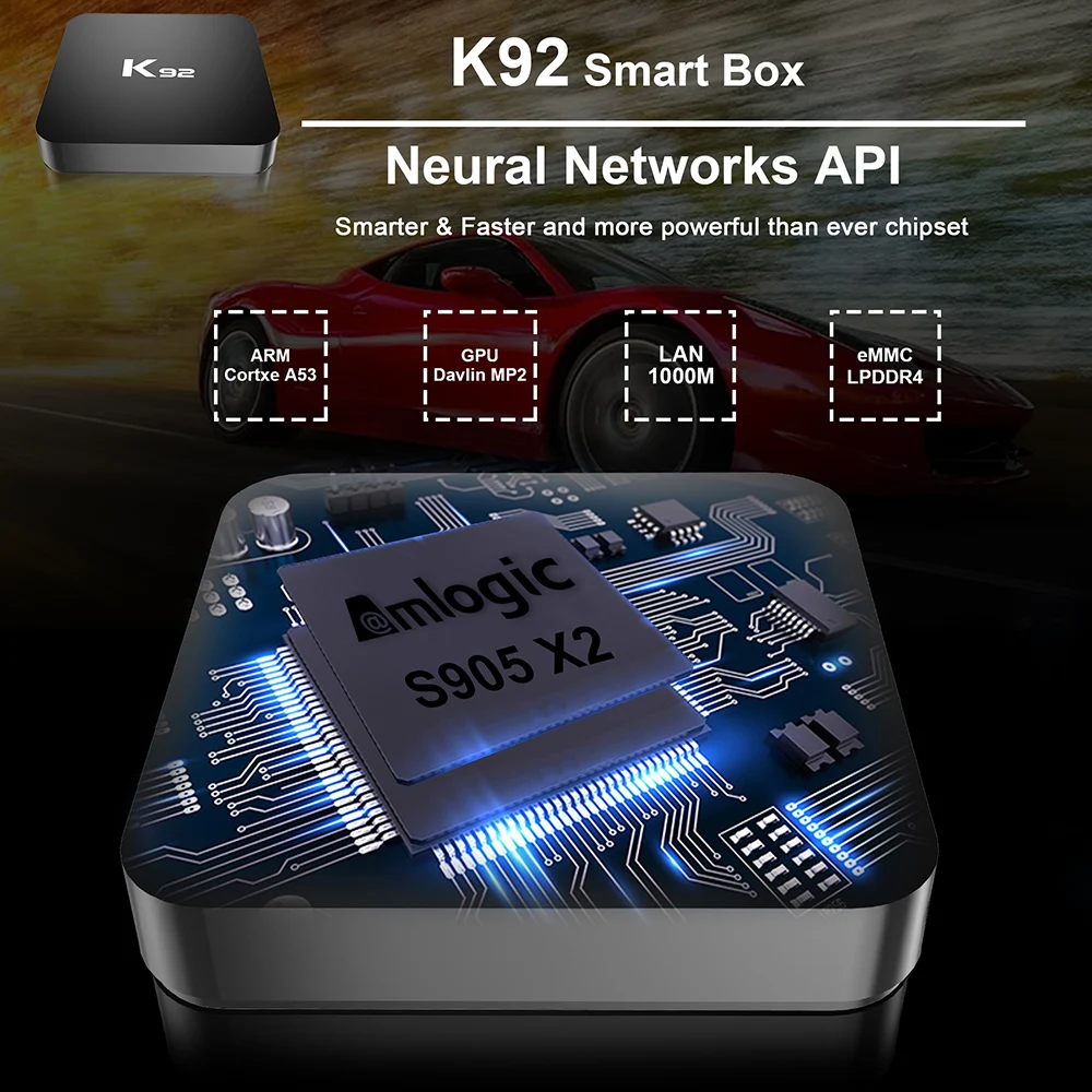 K92 Smart tv Box Android 8,1 S905X2 четырехъядерный 64 бит 2,4G+ 5G двухдиапазонный WiFi UHD 4K VP9 H.265 4 Гб DDR4 32 ГБ/64 Гб EMMC телеприставка