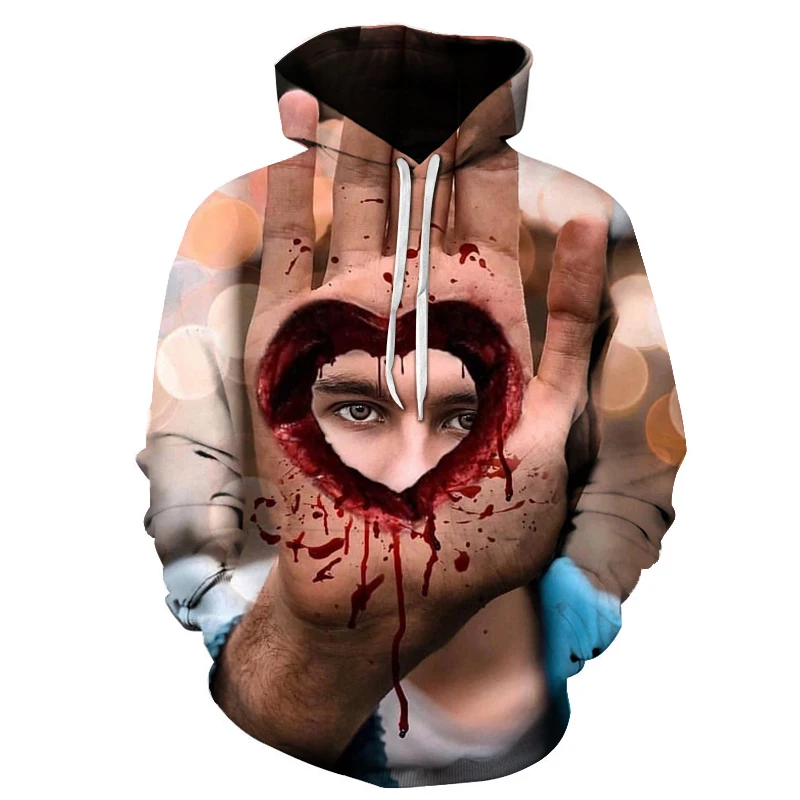 spring autumn newest men hoodie blue flame skull 3D digital printing sweatshirt men women fashion hot loose hooded pullover - Цвет: WY-967