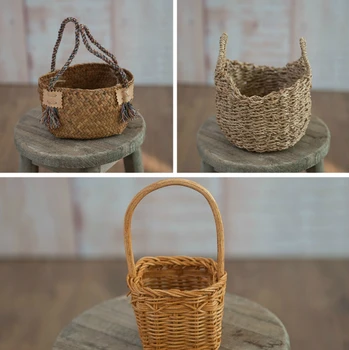 

Photography Prop Retro Baskets Baby Mini Size Basket Rural Style Shoot Photo Studio Small Accessory Creative Props