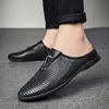 Luxury Designer Italian Men Half Shoes Leather Mens Casual Shoes Drop Ship Coiffeur Mules Man Slides Backless Loafers Slipper 1