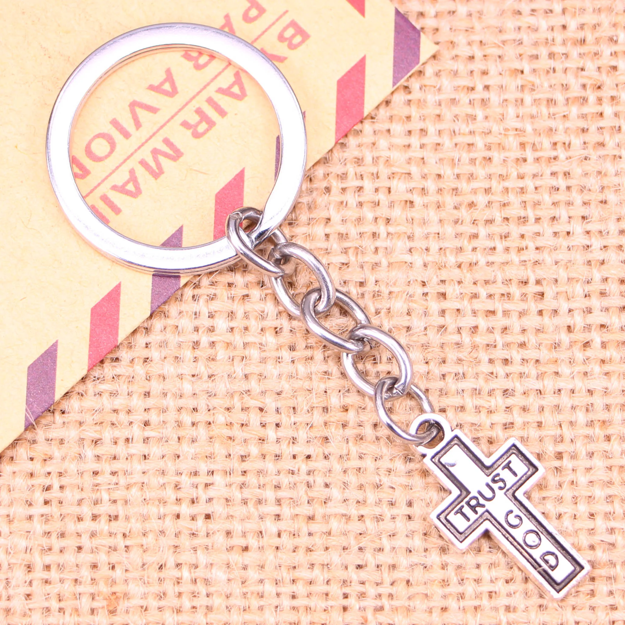 20pcs New Fashion Keychain 24x13mm cross trust god Pendants DIY Men Jewelry Car Key Chain Ring Holder Souvenir For Gift | Украшения и