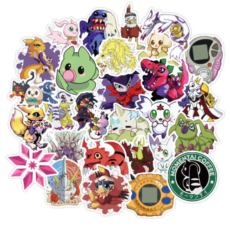 10/30/50PCS Japan Anime Digimon Cute Pet Graffiti Toy Suitcase Guitar Car Phone Decoration Sticker Waterproof Wholesale | Игрушки и