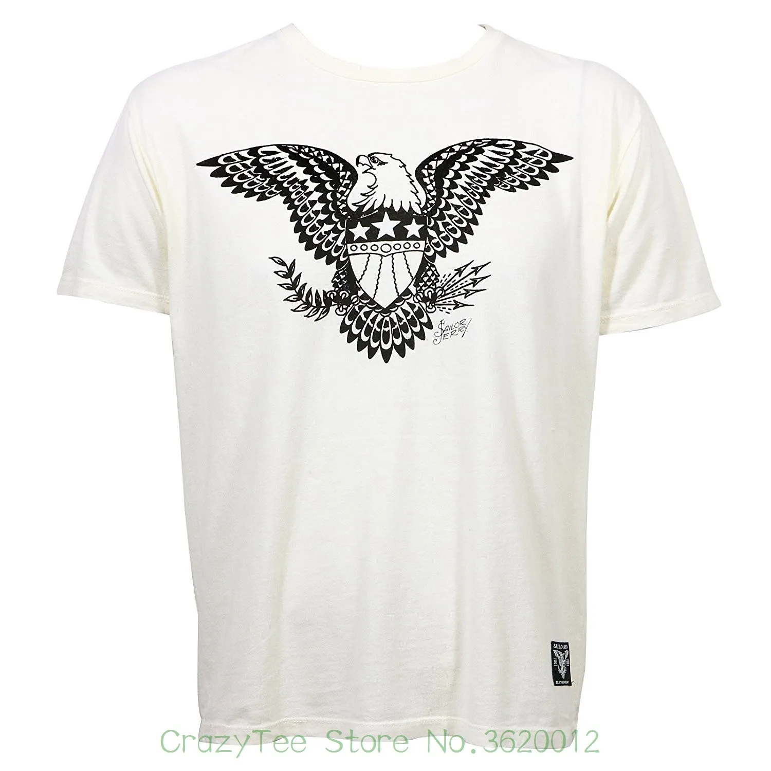 

Harajuku Cool Tshirt Homme Sailor Jerry Men's Bars Stars And Eagle Slim Fit T-shirt White
