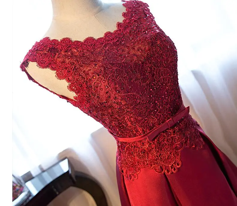 Laipelar, новинка, элегантное, кружевное, с бусинами, длинное, а-силуэт, Vestido, атласное, без рукавов, темно-красное платье, для женщин, формальные, ровные платья