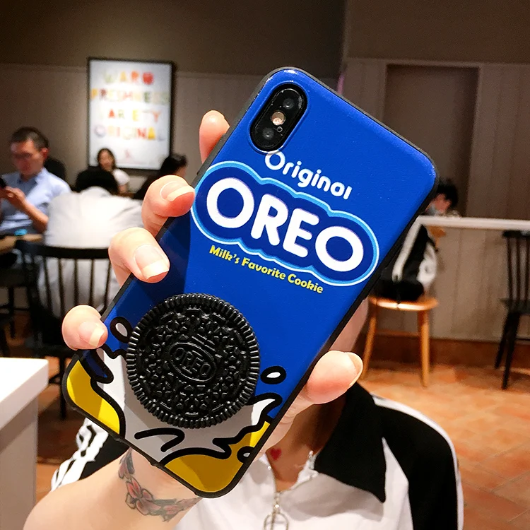 3D Cute Oreo Milk Coffee Sandwich Biscuit Soft phone cases for Samsung Galaxy S8 S9 S10 PLUS S7 Edge Note 8 9 10 pro |