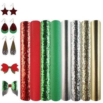 

Christmas Panttern Faux Leather Sheet Designer DIY Earrings Wallet Key Chain Material Synthetic Craft Patchwork PU Leather 21x16