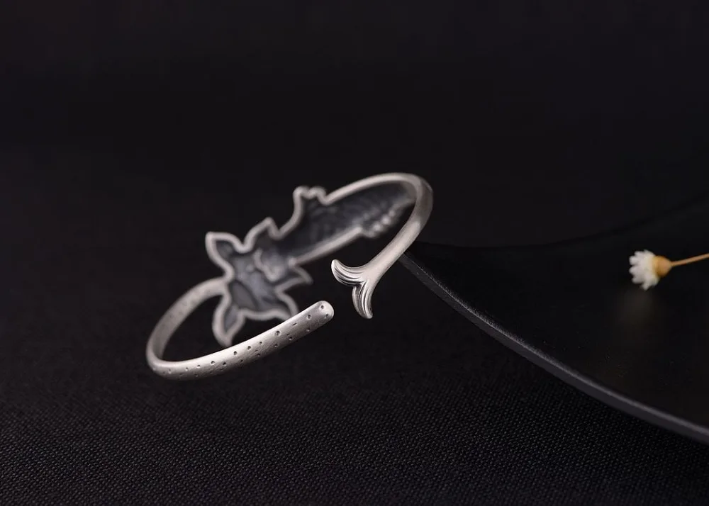 GAGAFEEL ретро браслет и кольцо женский Lotus Открытое кольцо рыбы Серебряный браслет тайский серебряный матовый ювелирные изделия для женщин