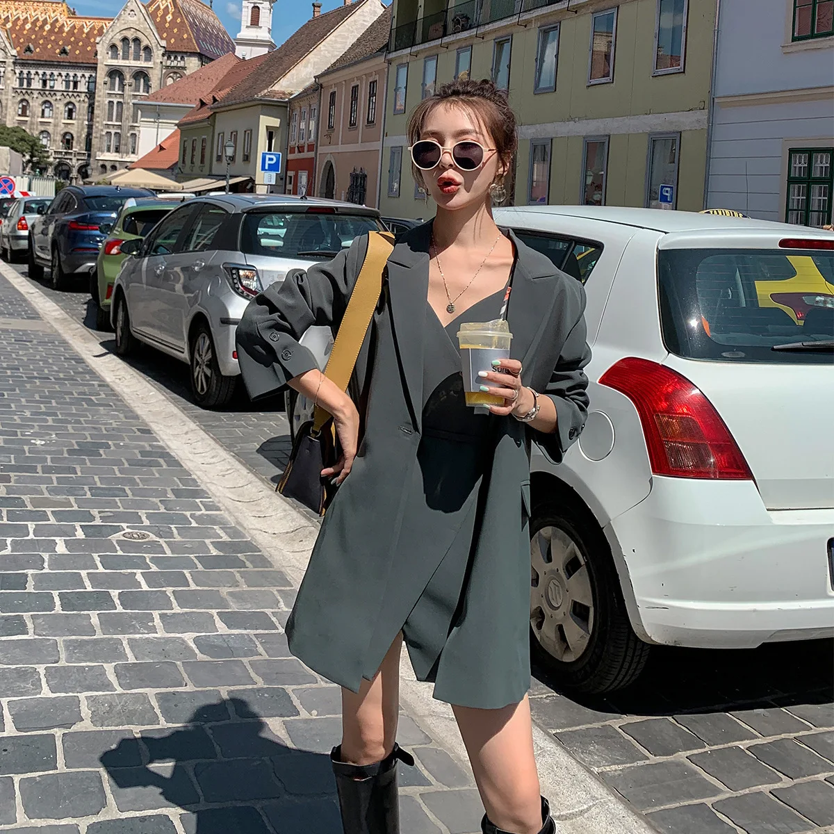 

Photo Shoot Royal Sister-Style Debutante New Style 2019 Popular Skirt Summer Women's Two-Piece Set Strapped Dress V-neck Suit Dr