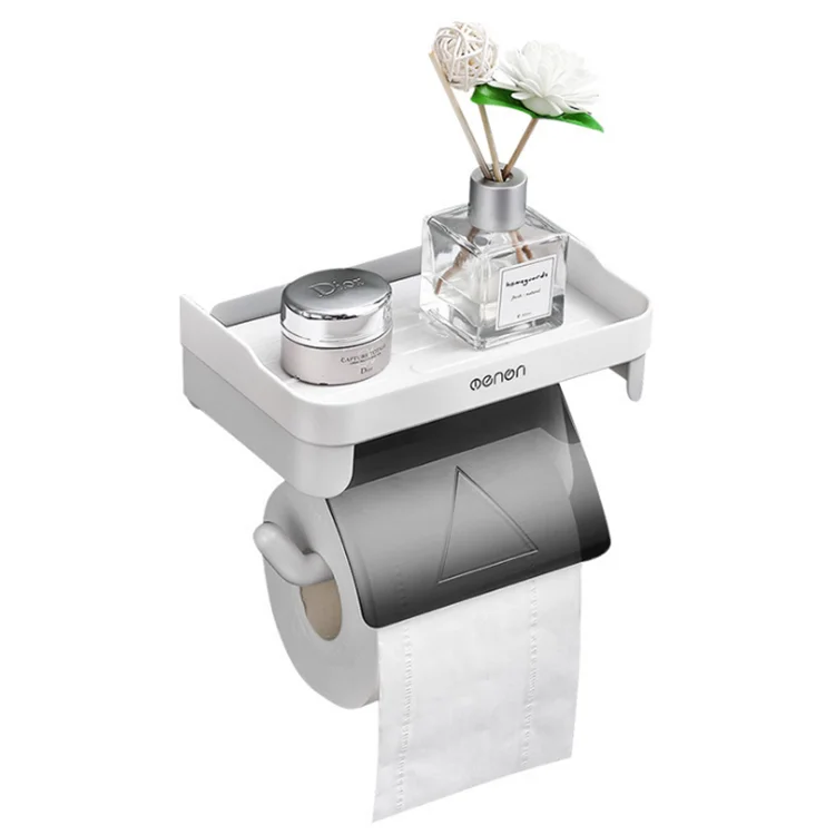 Wall Mount Roll Paper Storage Rack Multi-function Toilet Paper Holder Rack Bathroom Rack Shelves 3 Colors Bathroom Accessories 4