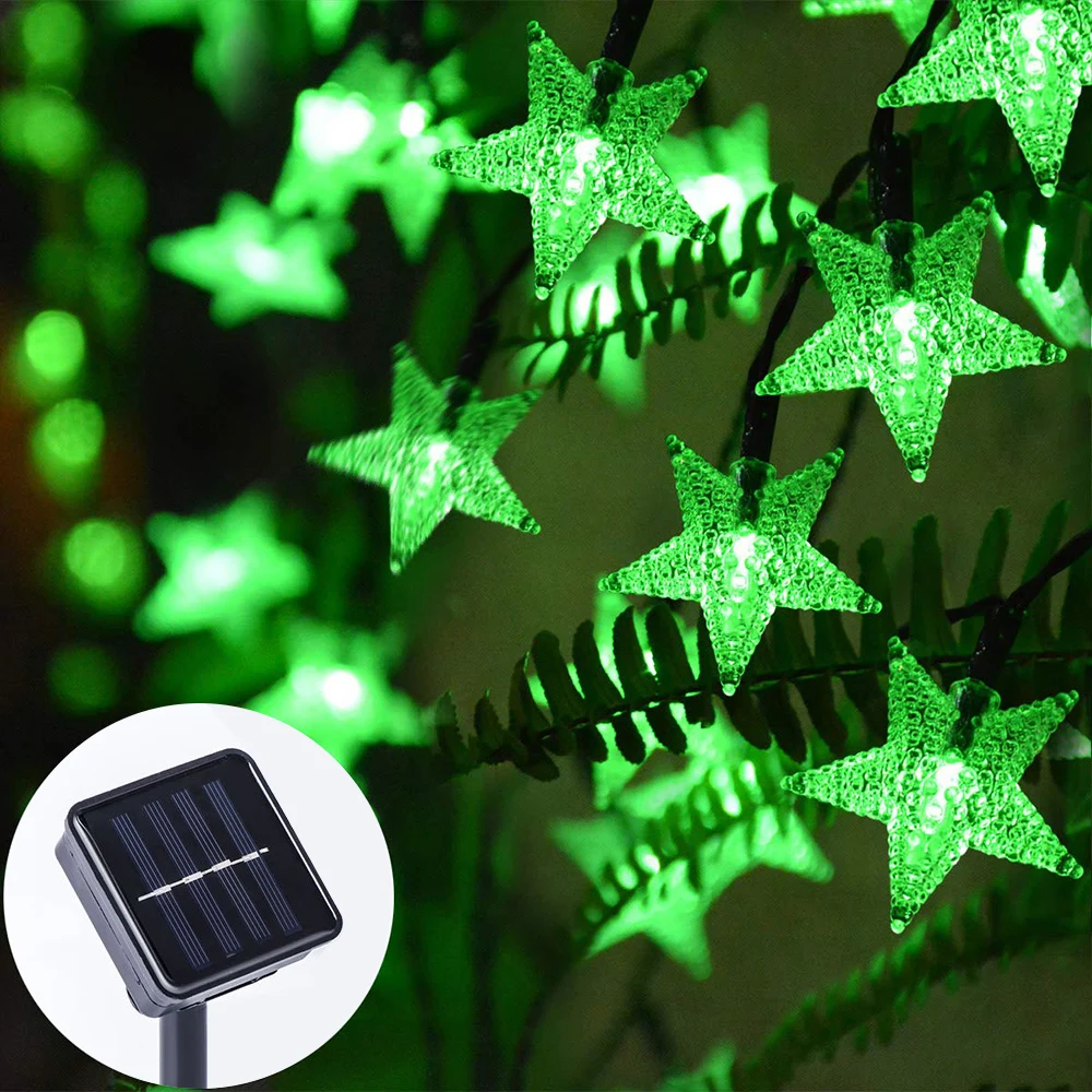 6 метров 30LED/7 метров 50LED Солнечная энергия пятиконечная звезда гирлянды для наружного сада рождественские украшения