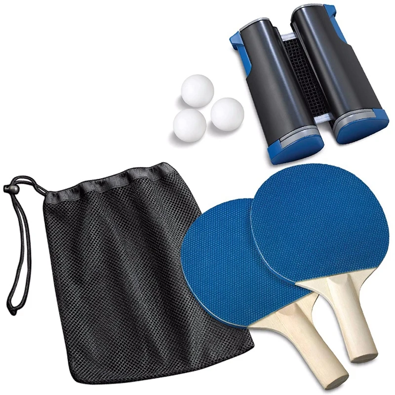 

Table Tennis Sports Trainning Set Racket Blade Mesh Net Ping Pong Student Sports Equipment with 1 Pair Of Bat 3 Balls and Mesh N