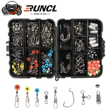 

RUNCL 170pcs Fishing Accessories Kit Including Jig Hooks fishing Sinker weights fishing Swivels Snaps with fishing tackle box