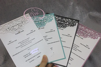 

Free Shipping for Some Countries! HI3027 Customize Laser Cut Wedding Cards with Personal Printing More Colors Available