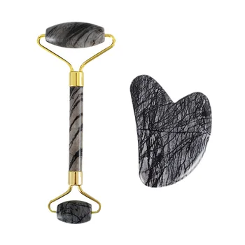 

2PC Black Jade Roller Face Massager Lifting Slim Massage Natural Crystal Slimming Shaper Wrinkle Beauty Care Tools