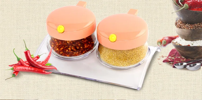 Бытовые стеклянные солонка Cruet контейнеры для приправ кухонные принадлежности Tou Ming Guan коробка для приправ с ложкой набор производителей