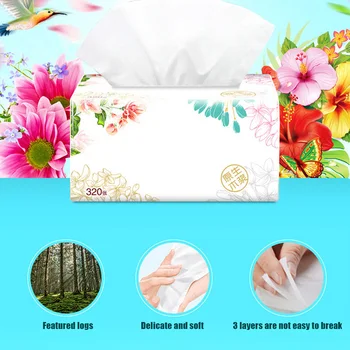 

3 Packs Soft Pure Facial Tissues Paper Napkins Household Office Paper Towels H99F