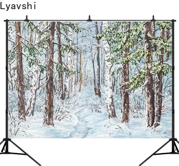 

Lyavshi background winter forest tree snow painting backdrop photo studio shoot prop photocall photography background