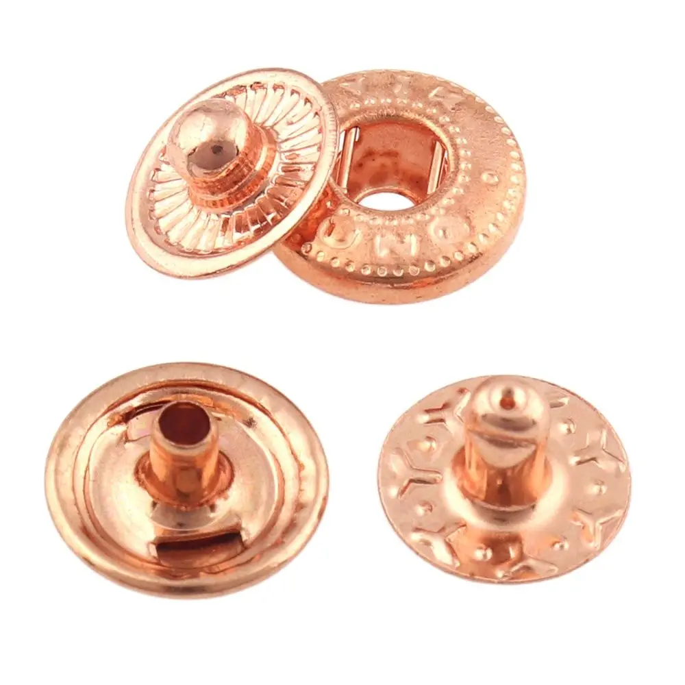 50sets Metal Snap Fastener Press Button 10mm Rose gold Fasteners Studs Canvas for Sewing Leather Craft Clothes Bags Handmade DIY 4