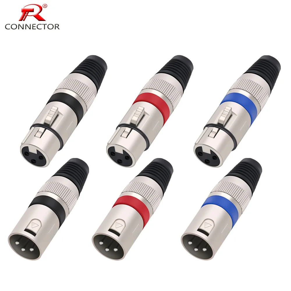 1 шт. разъем XLR 3pin Микрофон MIC штекер папа Женский Разъем мама Адаптер 7 цветов в