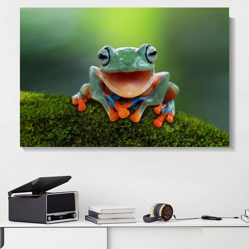 Животные холст живопись дерево лягушка смеющиеся плакаты и принты пейзаж
