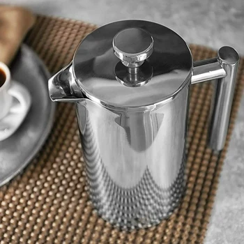 

WSFS Hot 800Ml French Press Coffee Maker Double Insulated Stainless Steel French Coffee Dripper Teapot
