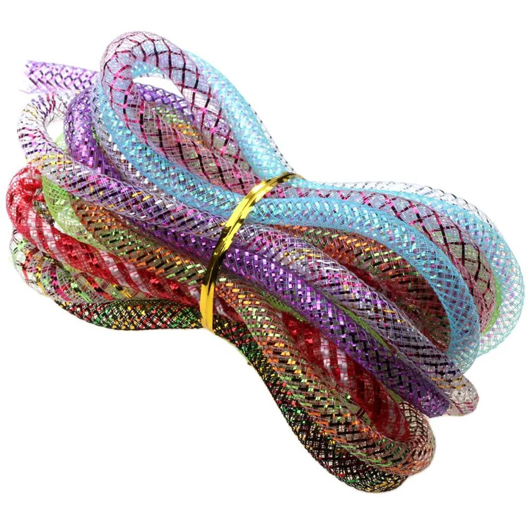 NEUE 8MM 5M/10M Lametta Mylar Paspeln Bunte Mesh Geflecht Rohr Fliegen Binden Minnow Körper Flash DIY Armband Schmuck Kennzeichnung – Detail 9