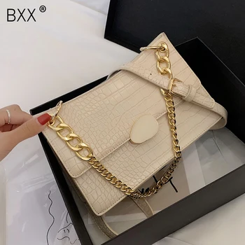 

[BXX] Crocodile Pattern Small PU Leather Bag For Women 2020 Summer Shoulder Handbags Lady Simple Chain Travel Hand Bag HM554