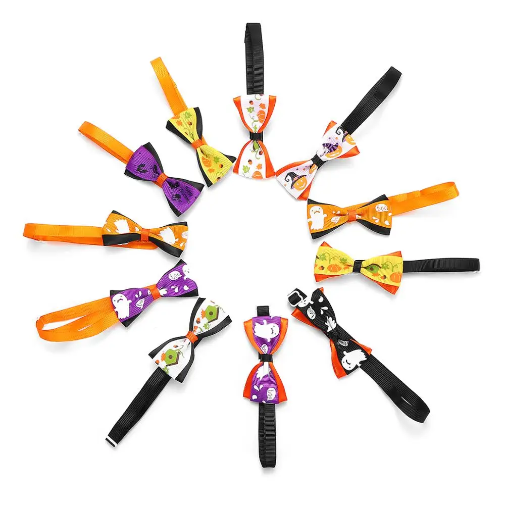 

50 Pcs Halloween Decor Pet Puppy Dog Cat Bow Ties Adjustable Collar Necktie Cute Pet Ties