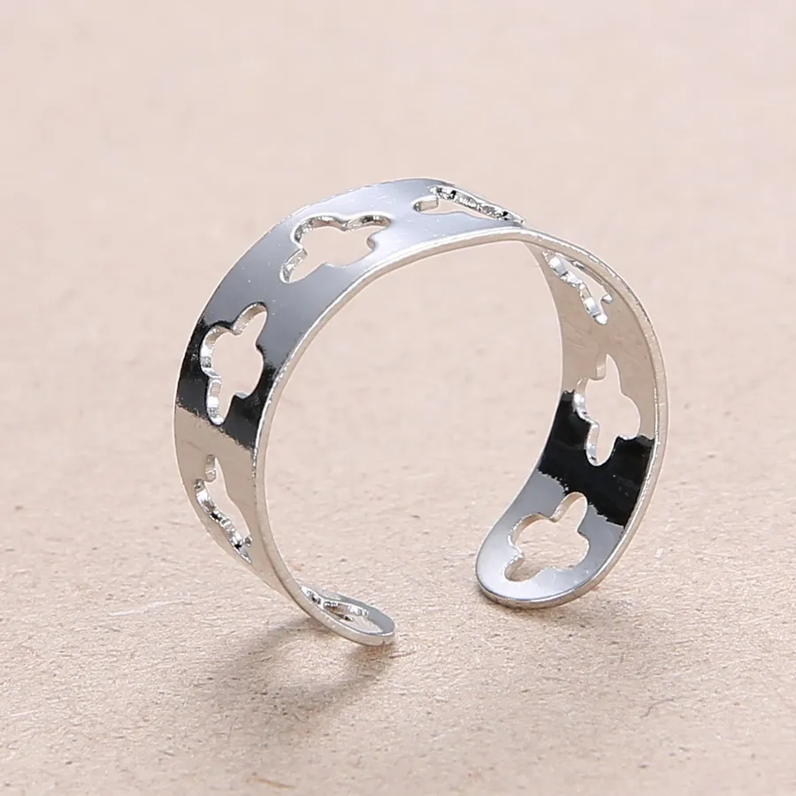 Rinhoo регулируемое Открытое кольцо в форме сердца из нержавеющей стали, женские вечерние кольца, ювелирные изделия