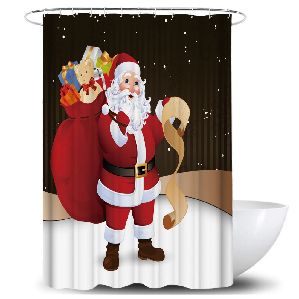 Рождественский олень, Санта Клаус, водонепроницаемая занавеска для ванной комнаты, набор s, занавеска для ванной, нескользящий коврик, крышка для унитаза, рождественские коврики - Цвет: D Shower Curtain