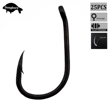 

25PCS Teflon Coated Carp Fishing Hooks Sharp Carp Hooks Teflon Coated Fishhooks Matt Black Barbed Carp Chod Rig Hook Mixed Sizes