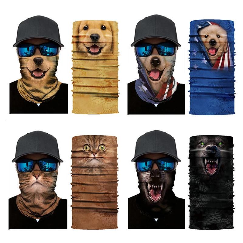 

3D Animal Print Outdoor Multifunctional Tube Neck Warmer Gaiter Face Cover Shield Cycling Headband Sports Bandana Scarf Men