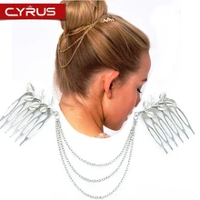 Новая мода лист цепи повязка для волос с кисточками для женщин вставка расческа волос Bijoux chevex Mariage аксессуары для волос принцессы ювелирные изделия