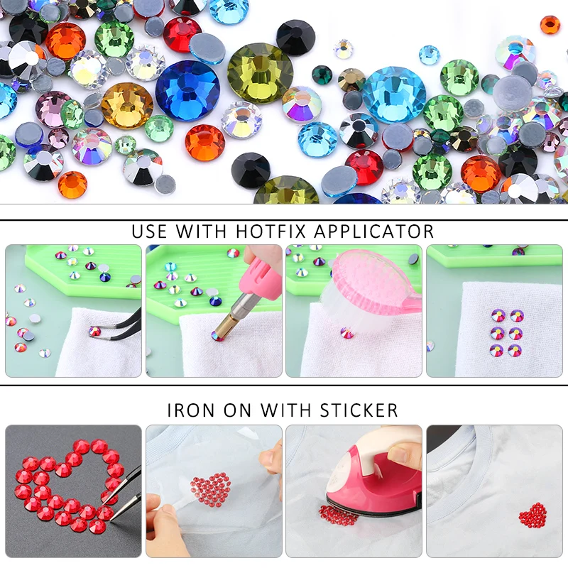 Hot Fix Rhinestones Hotfix Rhinestone Crystal Clear AB Flatback Iron On Strass Stones Hot Fix Rhinestones for Needlework Decorations Clothes Beads