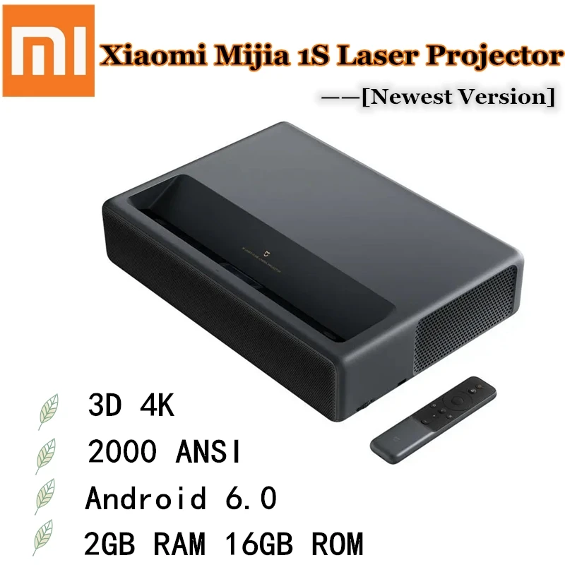 Лазерный проектор Xiaomi Mijia 1S 4K 3D Android TV Full HD 2 ГБ 16 2000 дюйма ANSI BT Wi-Fi 150 ALPD домашний
