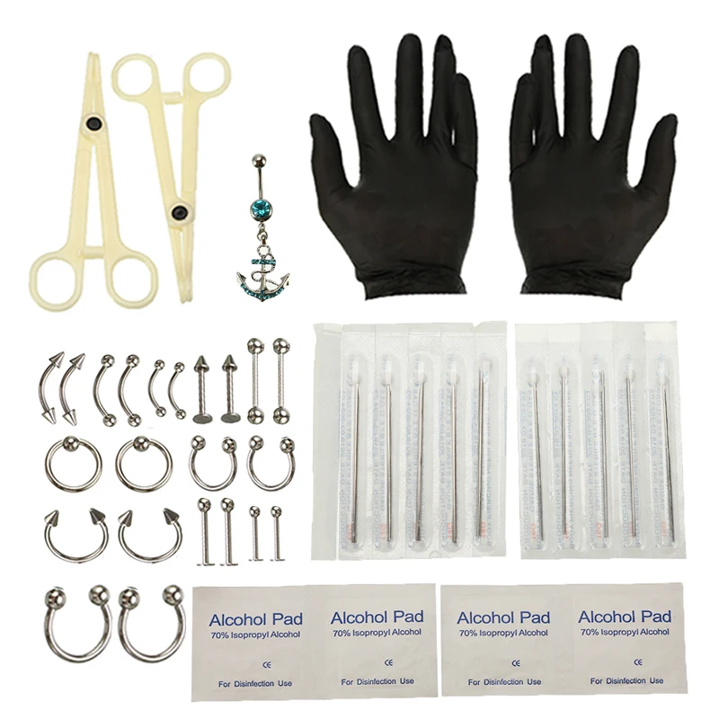 14G 16G Body Piercing Jewellery kits Nose Eyebrow Lips Tongue Ring