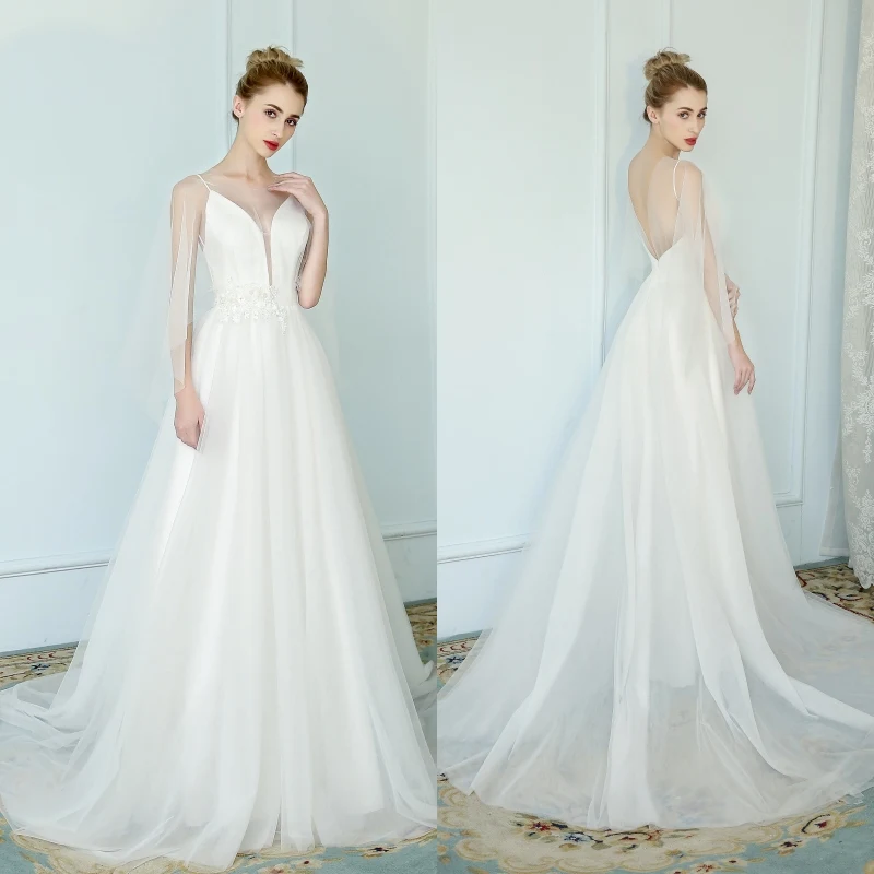 

FANWEIMEI #1211 реальное фото простая винтажная Иллюзия capa off white свадебная одежда свадебное платье заводская цена santin тюль