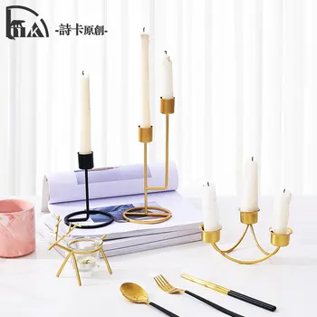 

Simple Modern Candle Holder Retro Iron Luxury Candlestick Adornos Para Casa Nordic Metal Romantic Candlelight Home Decor FF80C12