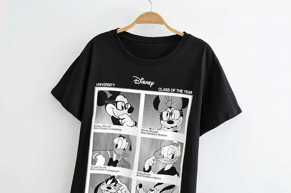 Стильная Милая футболка с принтом Микки и Минни Маус Дональда Дейзи Дака, собаки из мультфильма, пуловер с круглым вырезом, женские футболки с коротким рукавом