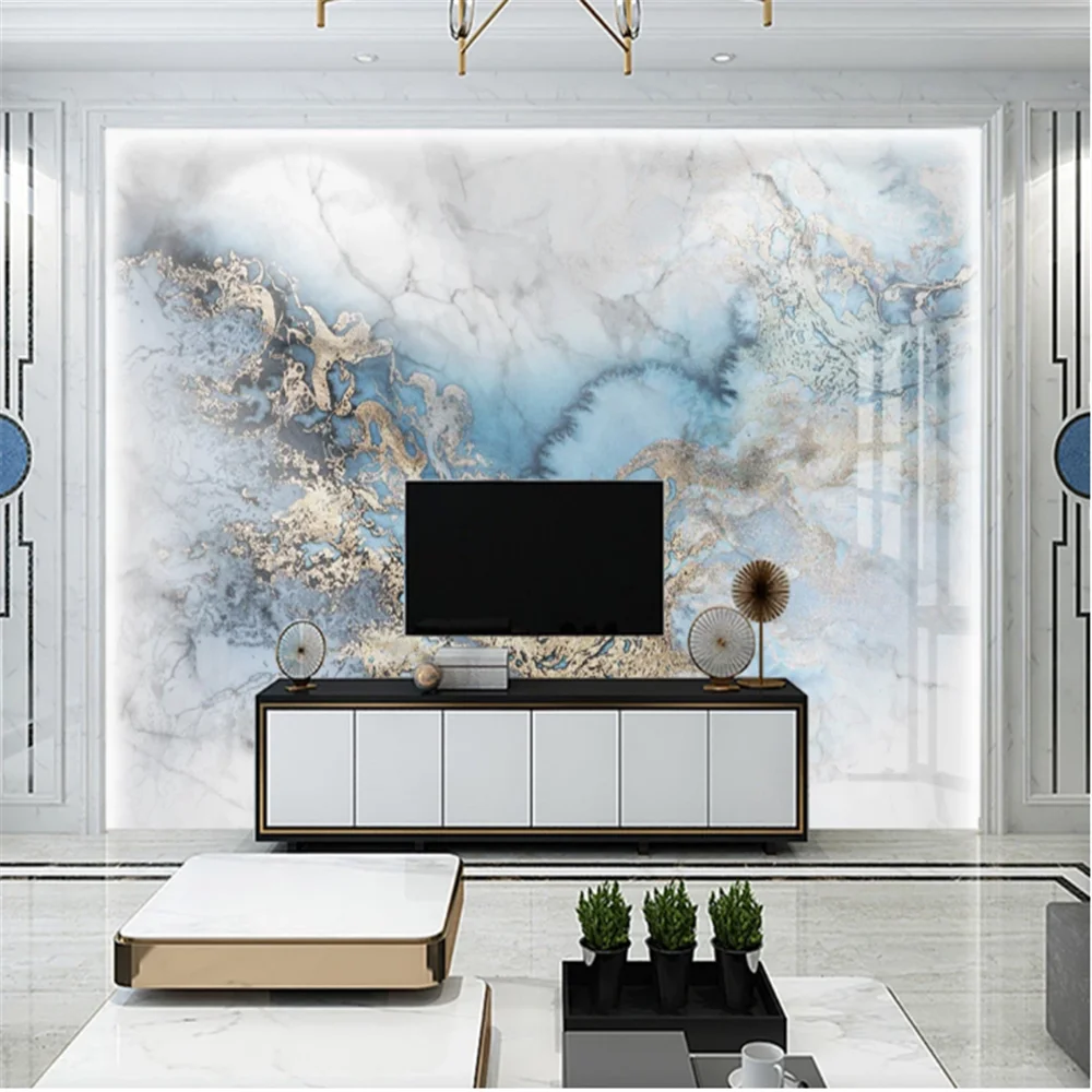 Milofi ライト高級微タイルブルー大理石のテレビの背景壁 D 壁紙 Aliexpress