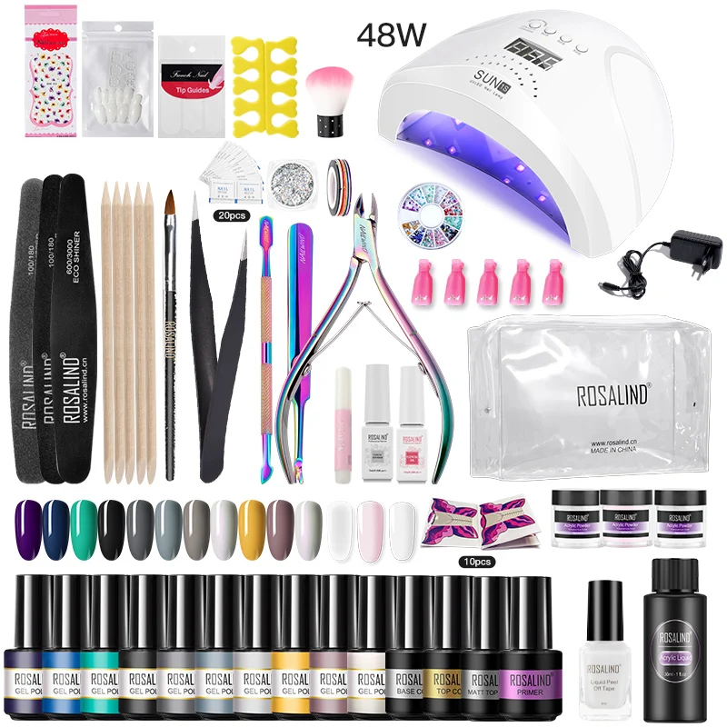 ROSALIND Manicure Set Professional Gel Vernis Semi Permanent Nail Kit With Lamp Nail Tool Kit For Nails Art Gel Nail Polish Set 2