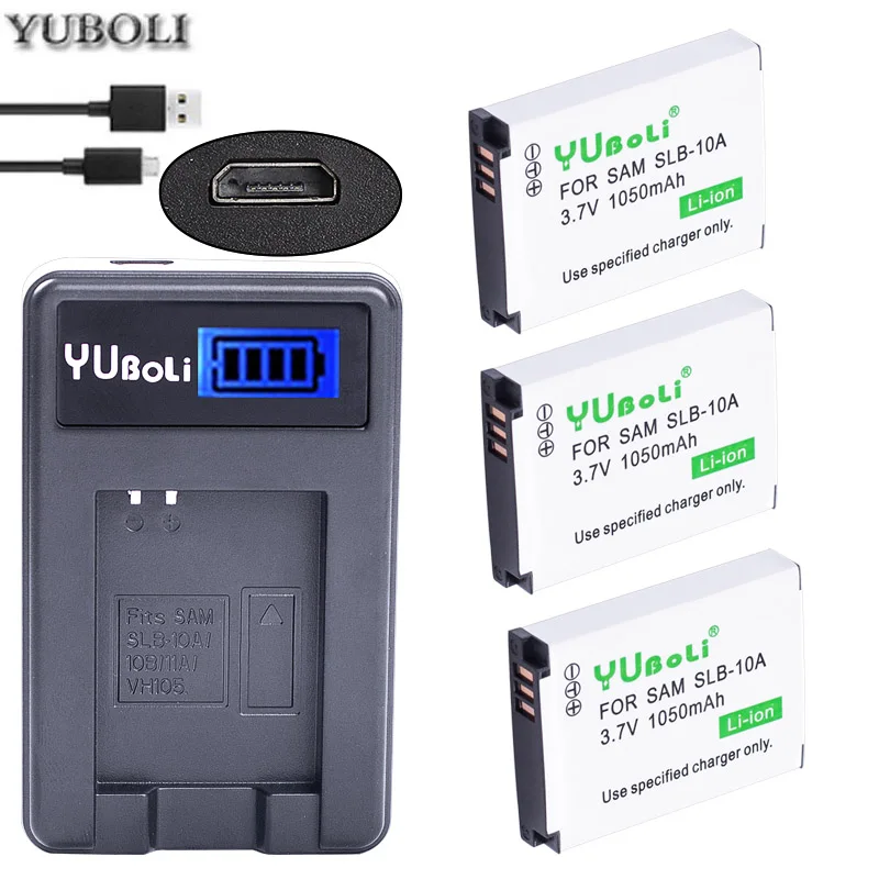 YUBOLI 1050mAh SLB 10A SLB10A аккумулятор + ЖК USB зарядное устройство для Samsung HMX U10 SL720 HZ15W SL310W SL820